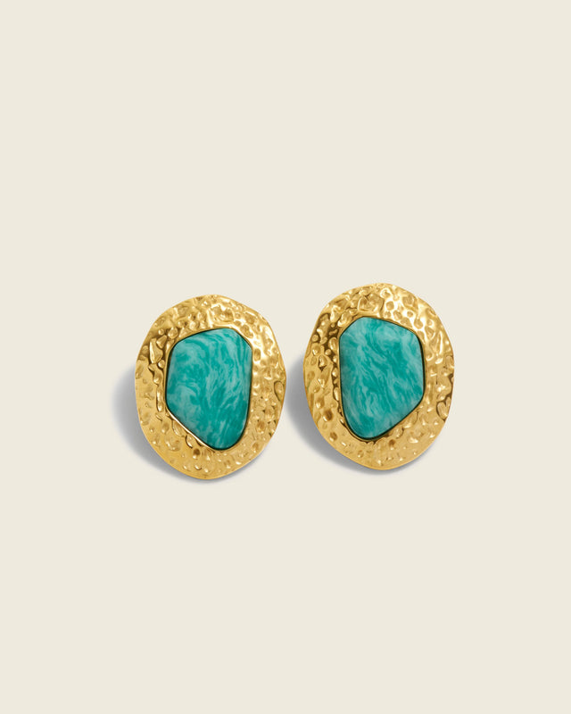 The Blue Hour | Amazonite 18ct PVD Gold-Plated Stud Earrings