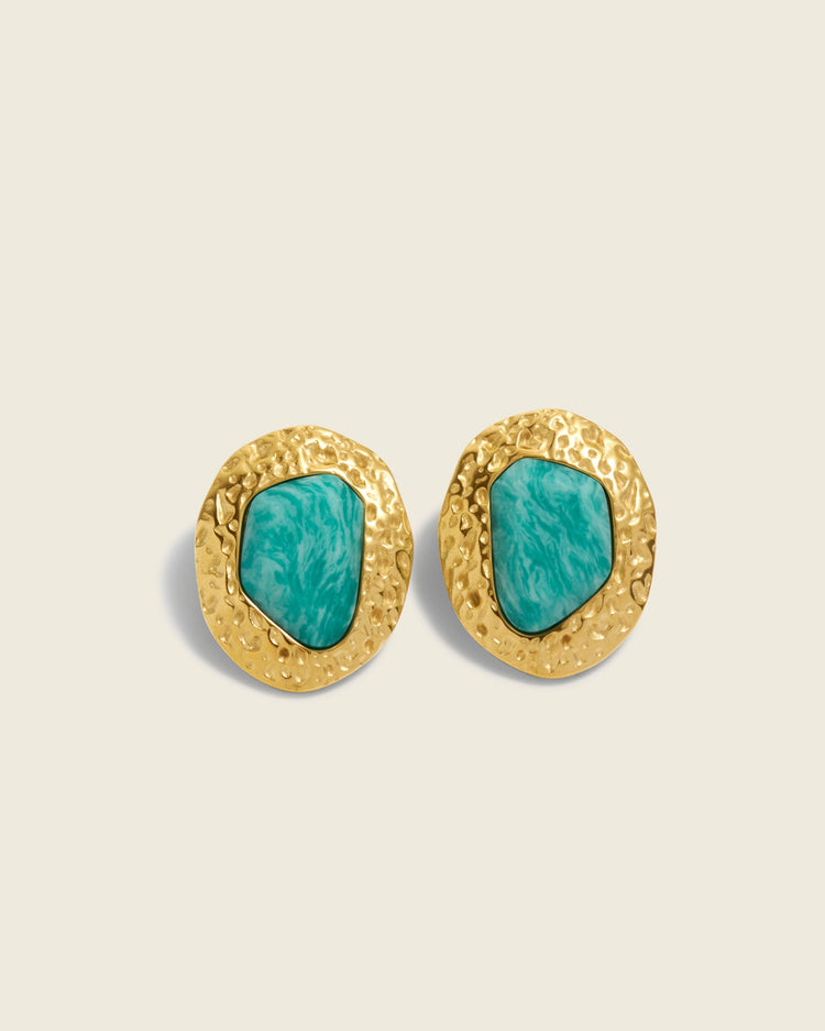 The Blue Hour | Amazonite 18ct PVD Gold-Plated Stud Earrings