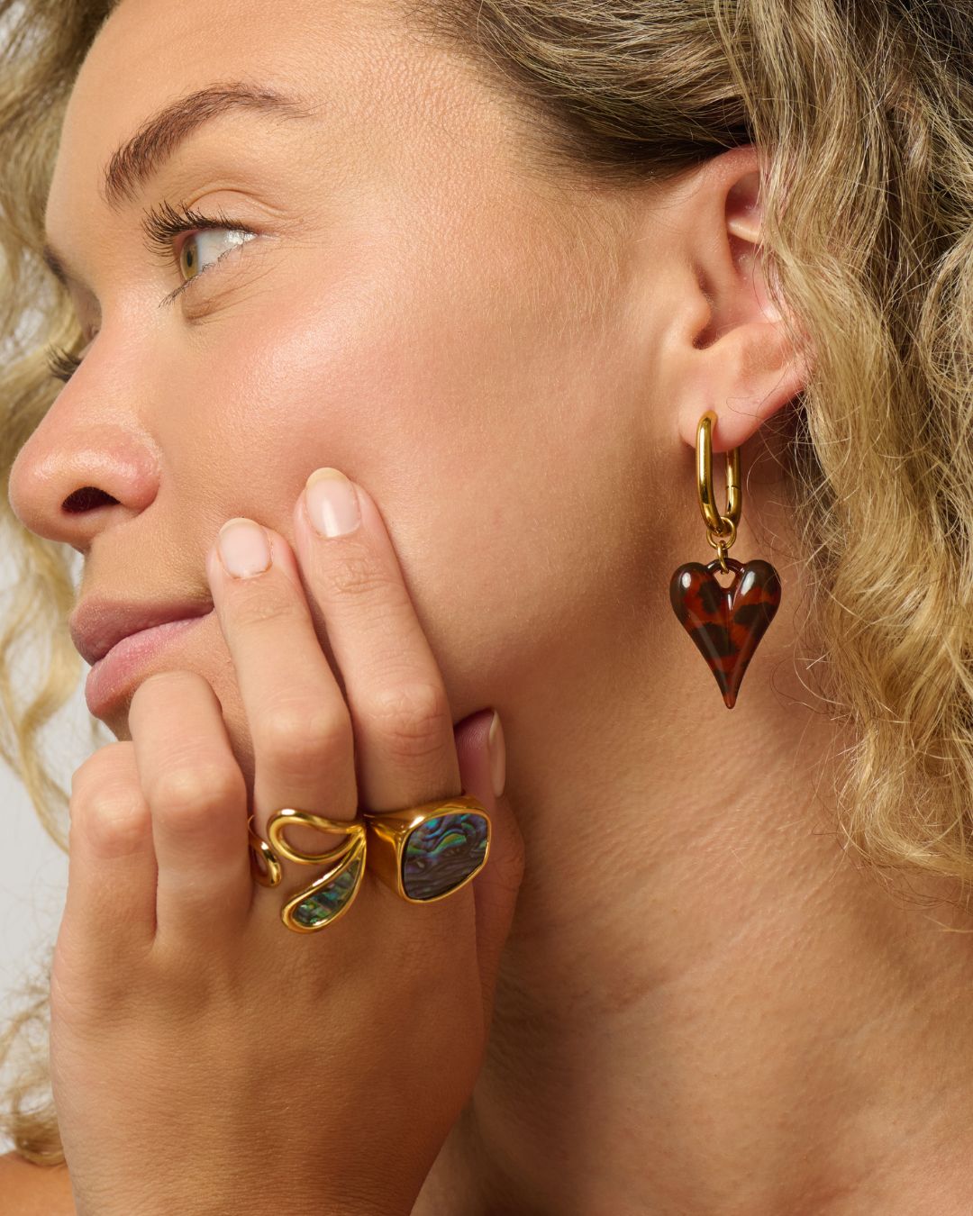 Signature Blue Mother of Pearl Rings | 18ct PVD Gold-Plated Rings