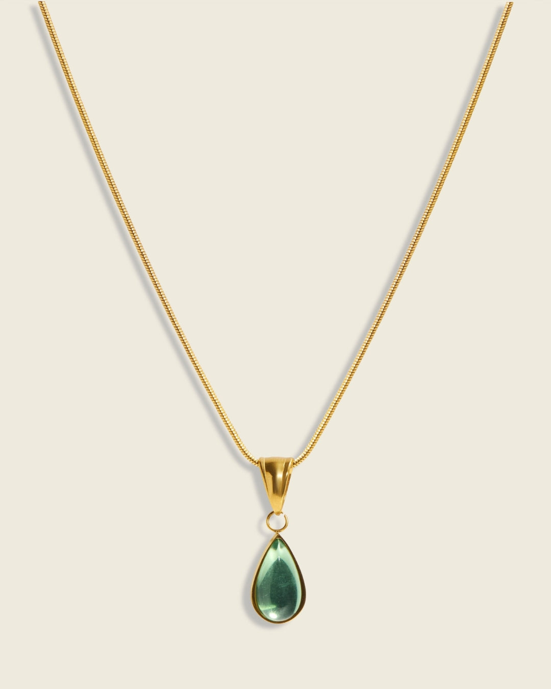 The Canopy Glow | Green Crystal 18ct PVD Gold-Plated Pendant Necklace