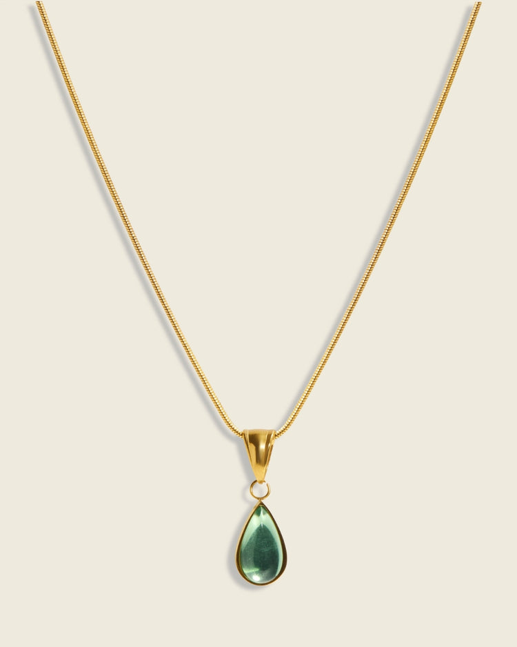 The Canopy Glow | Green Crystal 18ct PVD Gold-Plated Pendant Necklace