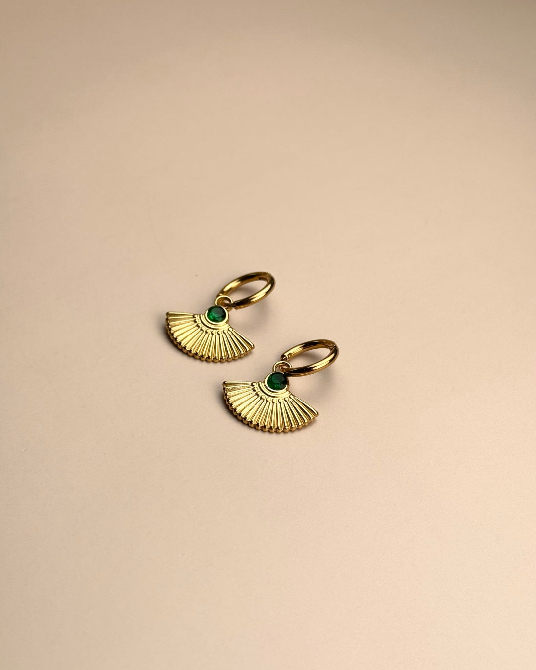 The Green Anchor | Green Cubic Zirconia 18ct PVD Gold-Plated Earrings