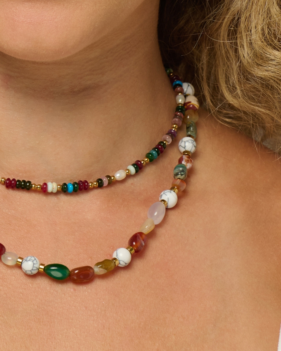 Treasures Left By Tides | Mixed Gemstone 18ct PVD Gold-Plated Necklace