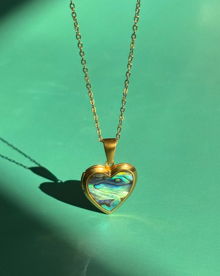 The Mermaid’s Keepsake | Blue Mother of Pearl 18ct PVD Gold-Plated Locket Necklace