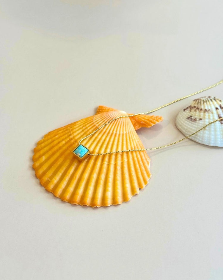 The Astral | Blue Opal 18ct PVD Gold-Plated Pendant Necklace