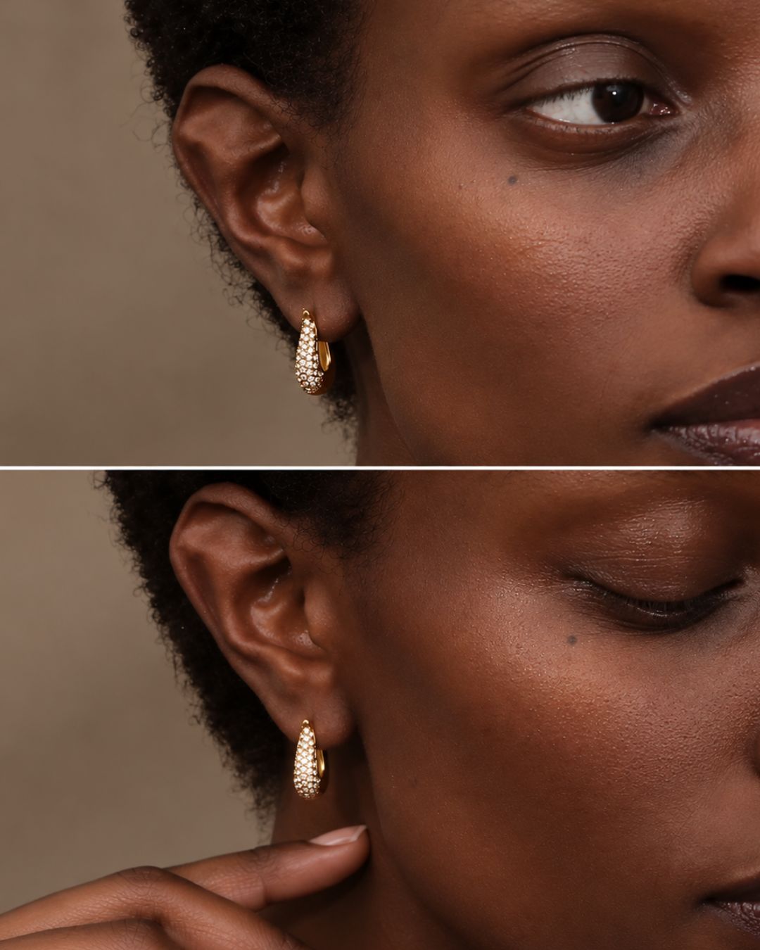 The Divided Light | Cubic Zirconia 18ct PVD Gold-Plated Long Hoop Earrings