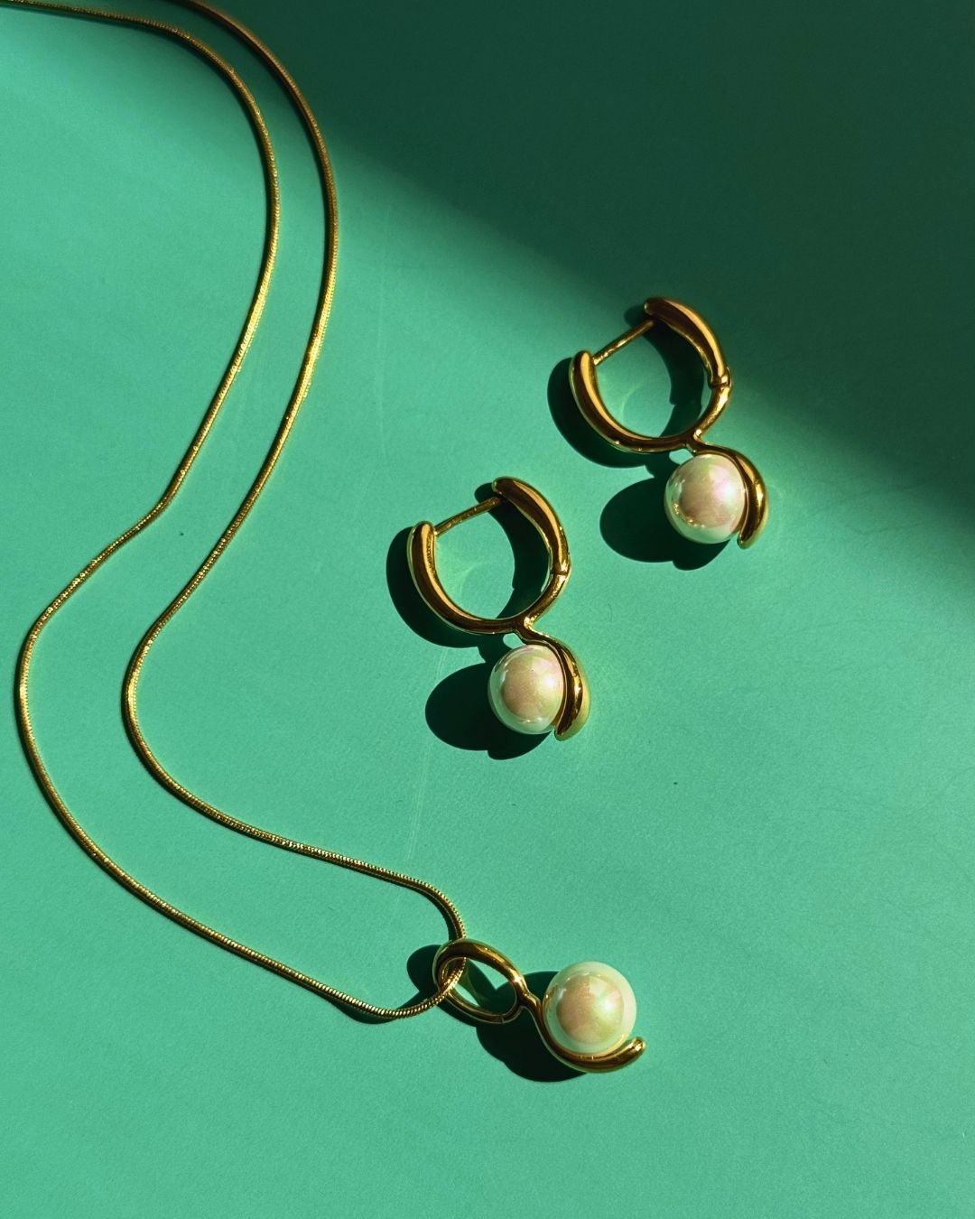 The Coastal Heirloom Set | Pearl 18ct PVD Gold-Plated Jewellery Set