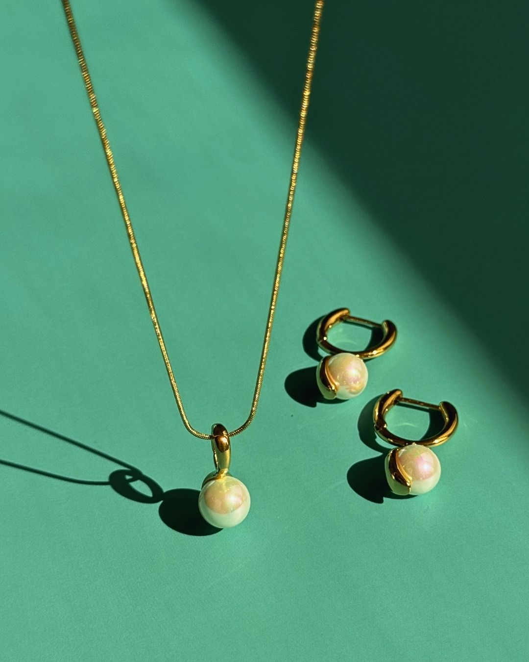 The Coastal Heirloom Set | Pearl 18ct PVD Gold-Plated Jewellery Set