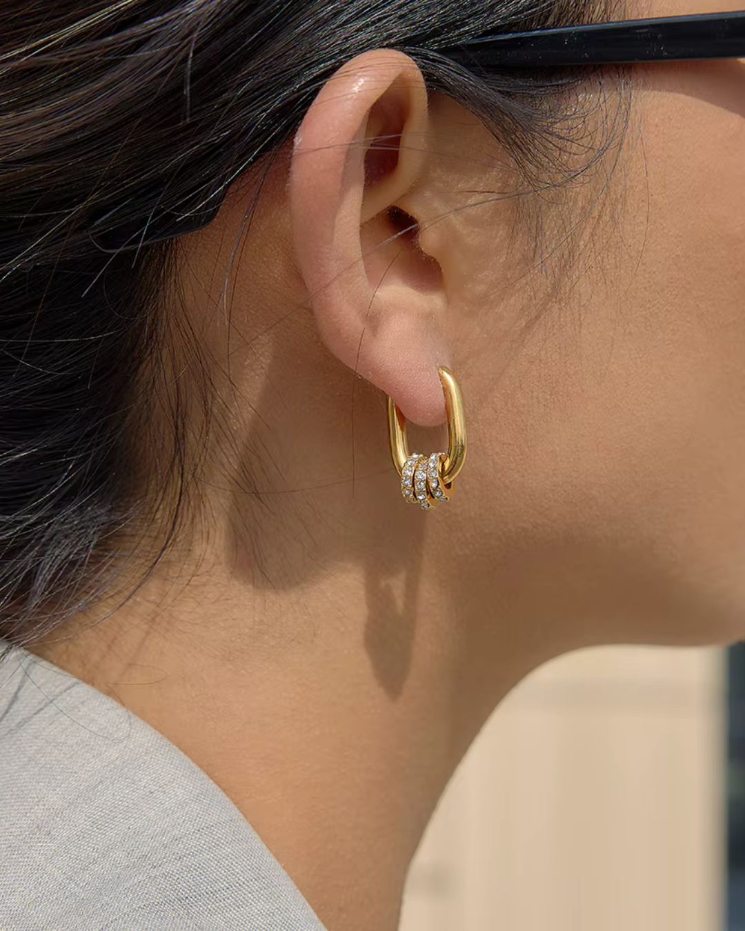 The Gilded Halo | Zircon 18ct PVD Gold-Plated Hoop Earrings
