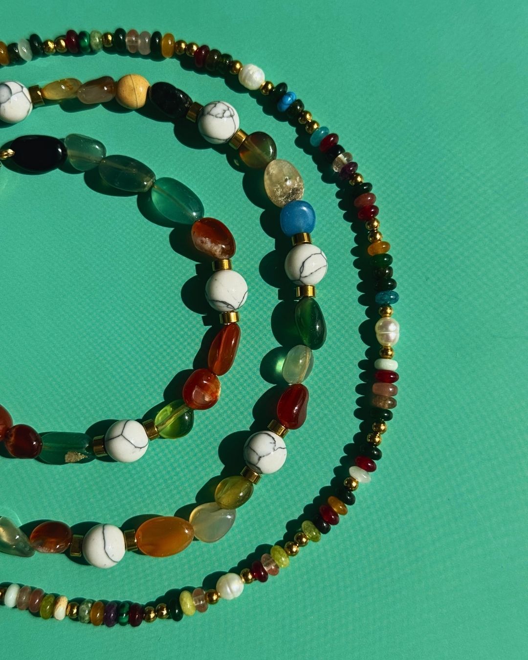 Treasures Left By Tides | Mixed Gemstone 18ct PVD Gold-Plated Necklace