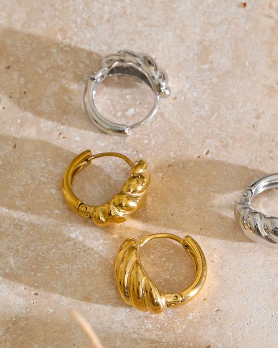 The Golden Current | Twisted 18ct PVD Gold-Plated Hoop Earrings