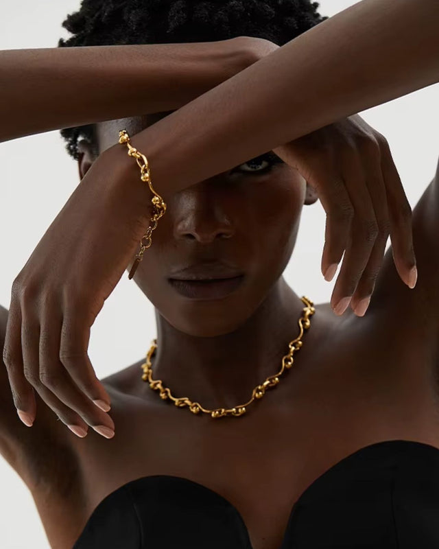 The Goldwave Set | 18ct PVD Gold-Plated Necklace & Bracelet Set