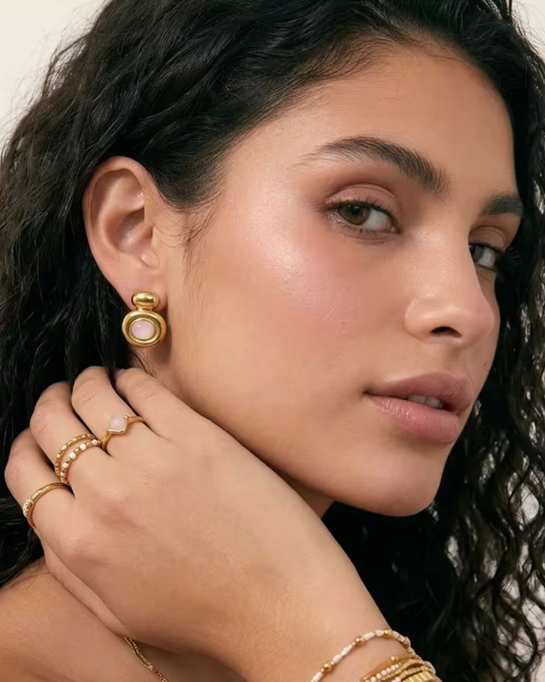 The Blush Stone | Pale Pink 18ct PVD Gold-Plated Stud Earrings
