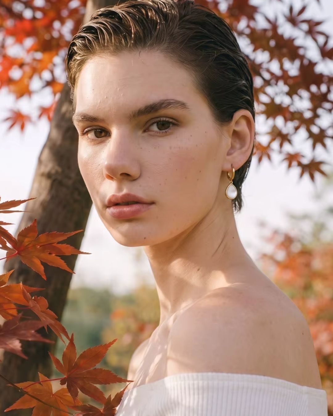 The Moonpetal | Natural Shell 18ct PVD Gold-Plated Stud Earrings