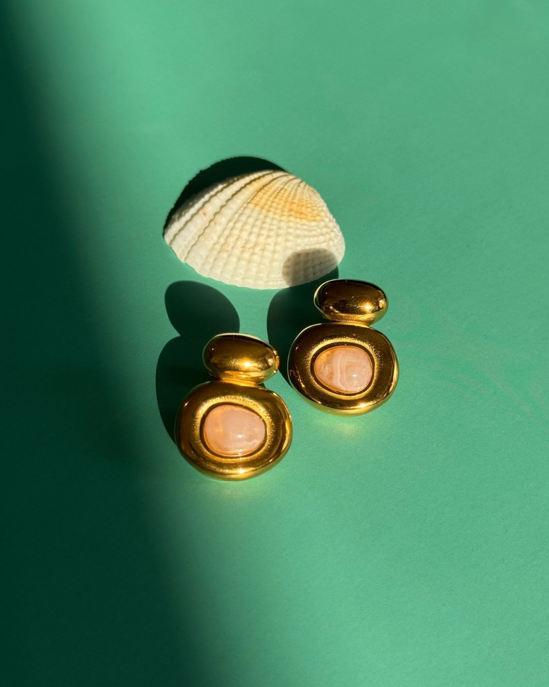 The Blush Stone | Pale Pink 18ct PVD Gold-Plated Stud Earrings