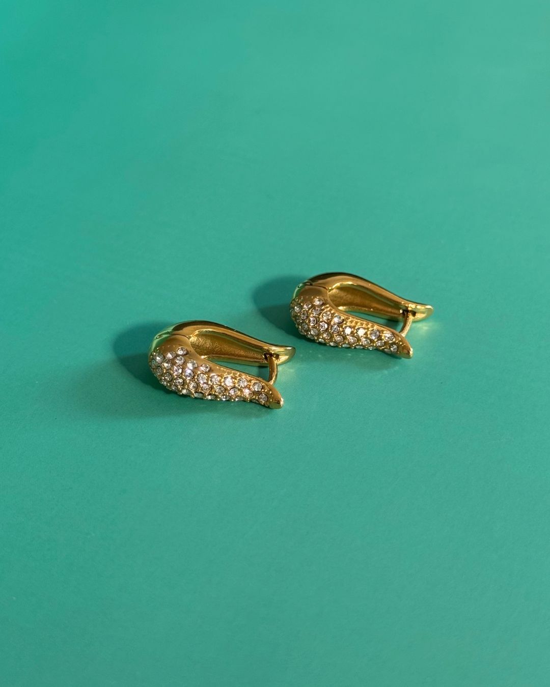 The Divided Light | Cubic Zirconia 18ct PVD Gold-Plated Long Hoop Earrings