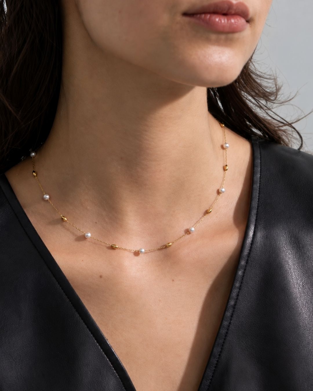 After the Moonrise | Imitation Pearl 18ct PVD Gold-Plated Necklace